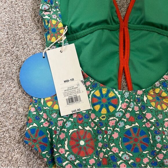 Rhode Zinnia Floral Print Halter High Leg Cheeky One Piece Swimsuit NEW - Picture 7 of 8